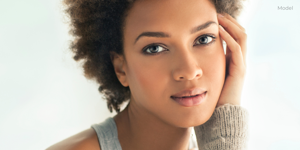 Close up portrait of a beautiful young black woman 