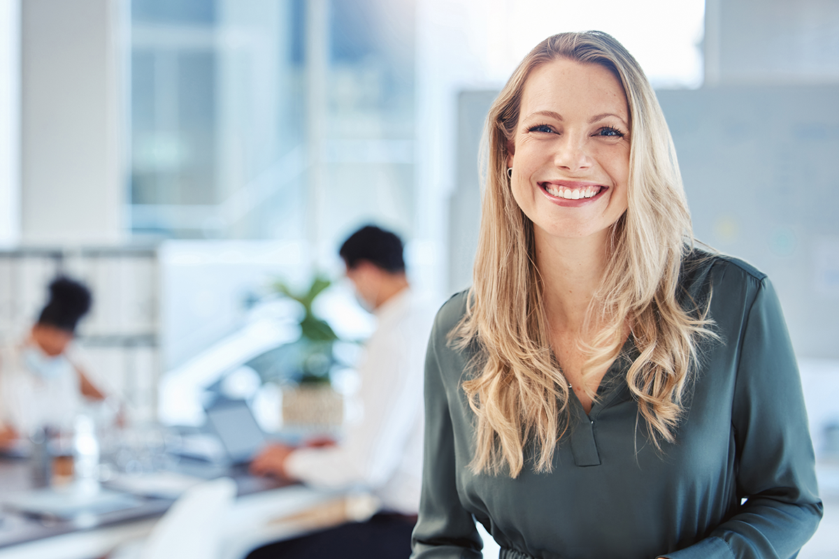 female leader with a smile female leader with a smile