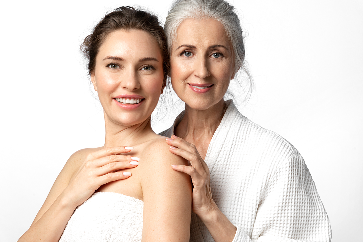 two beautiful women of different ages and skin types after cosmetic procedures two beautiful women of different ages and skin types after cosmetic procedures
